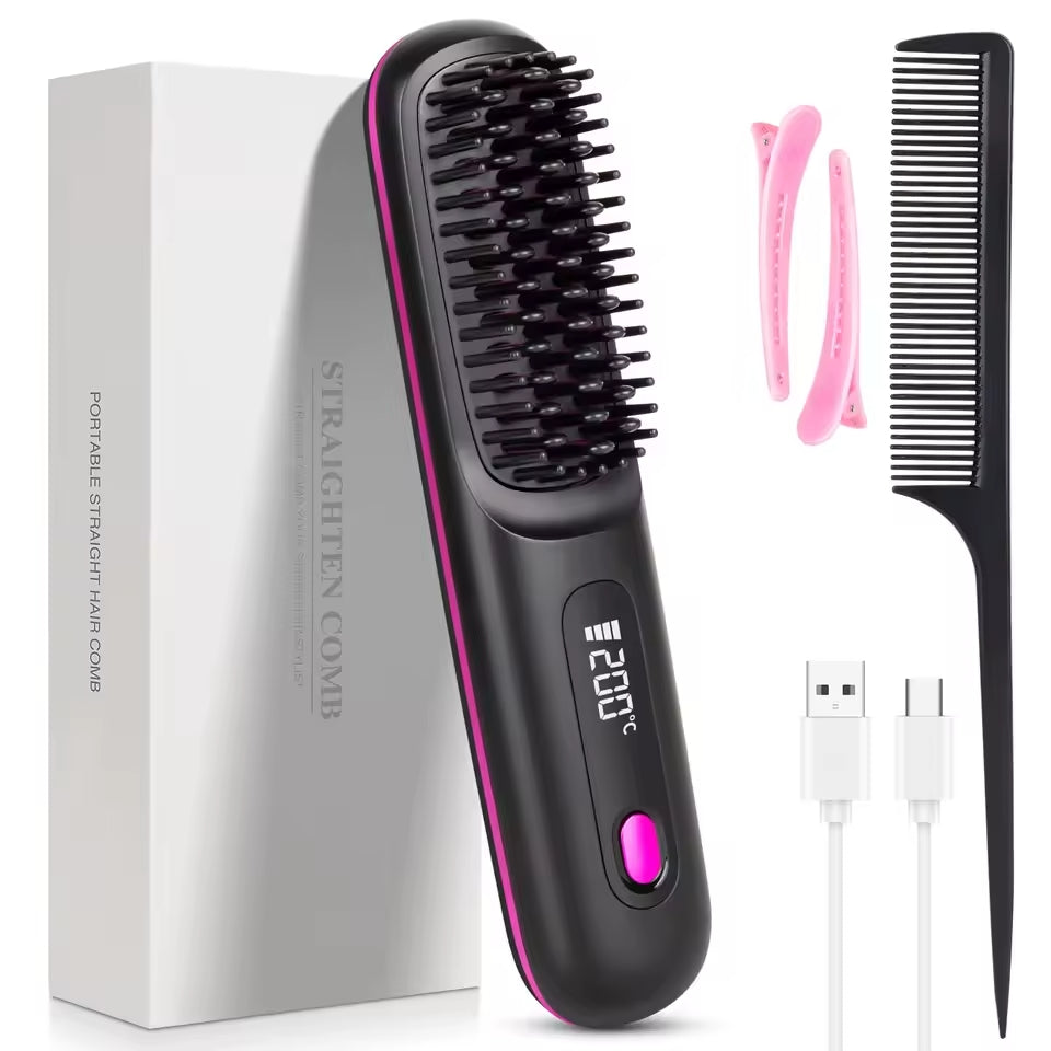 Cordless Ionic Hair Straightening Brush Pro