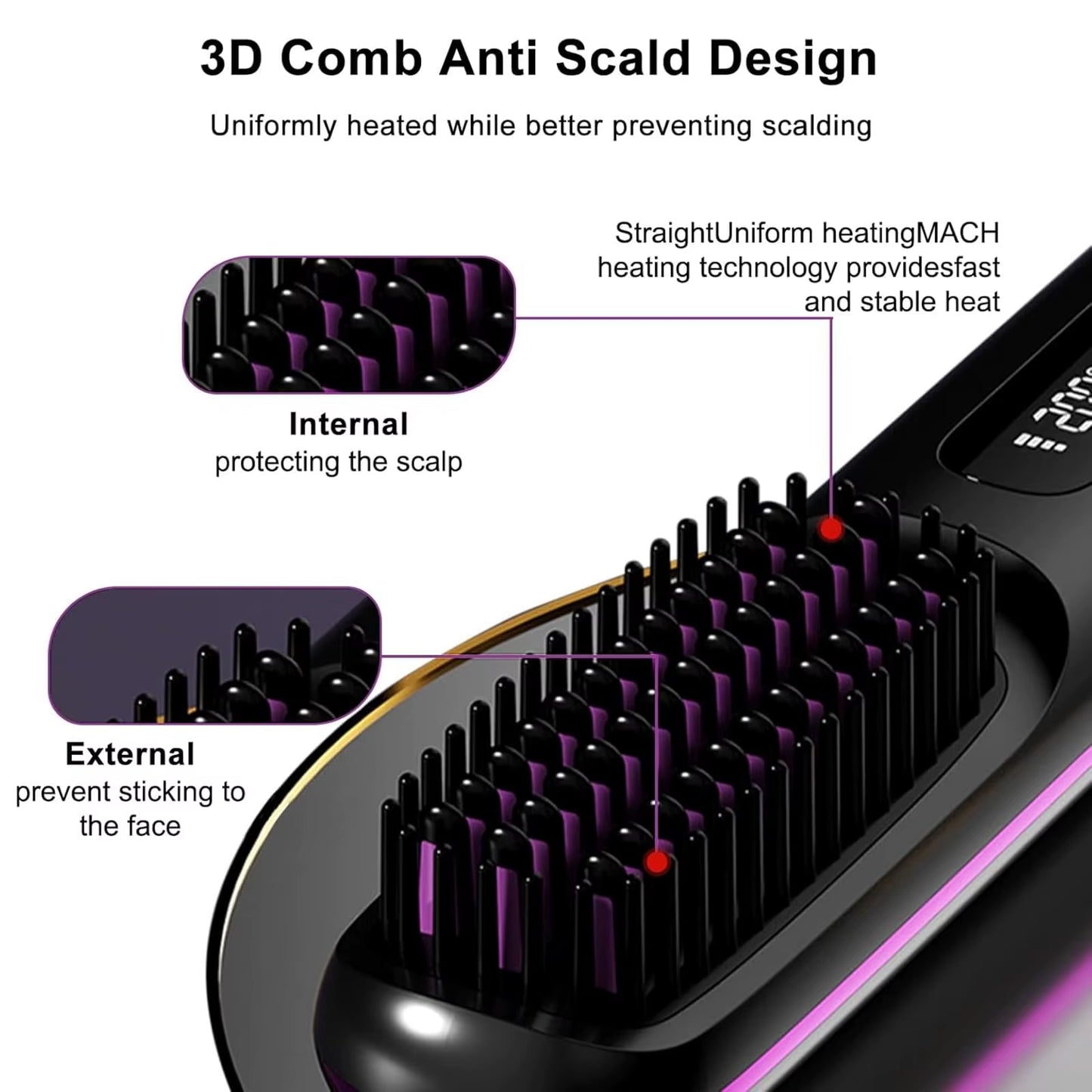 Cordless Ionic Hair Straightening Brush Pro