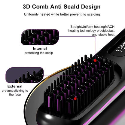 Cordless Ionic Hair Straightening Brush Pro